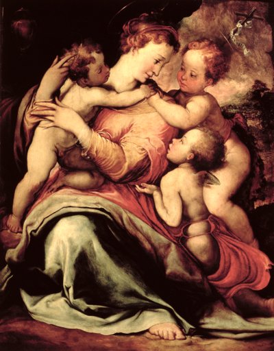 Madonna and Child with an Angel and the Infant St. John the Baptist by Francesco de Rossi Salviati Cecchino